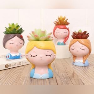 Disney Princess Succulent Planter Pen Cup Pot Brush Holder Set of 4 New